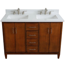 Load image into Gallery viewer, Bellaterra 49&quot; Double Sink Vanity in Walnut Finish with Counter Top and Sink 400901-49D-WA, White Quartz / Rectangle, Front