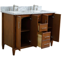 Load image into Gallery viewer, Bellaterra 49&quot; Double Sink Vanity in Walnut Finish with Counter Top and Sink 400901-49D-WA, White Carrara Marble / Rectangle, Open