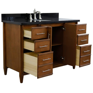 Bellaterra 49" Single Sink Vanity in Walnut Finish with Counter Top and Sink 400901-49S-WA, Black Galaxy Granite / Oval, Open