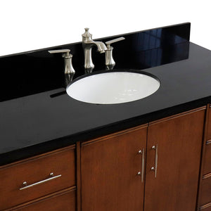 Bellaterra 49" Single Sink Vanity in Walnut Finish with Counter Top and Sink 400901-49S-WA, Black Galaxy Granite / Oval, Sink