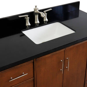 Bellaterra 49" Single Sink Vanity in Walnut Finish with Counter Top and Sink 400901-49S-WA, Black Galaxy Granite / Rectangle, Top Sink