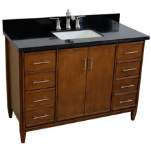 Load image into Gallery viewer, Bellaterra 49&quot; Single Sink Vanity in Walnut Finish with Counter Top and Sink 400901-49S-WA, Black Galaxy Granite / Rectangle, Front 