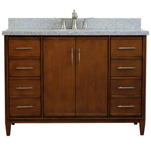 Load image into Gallery viewer, Bellaterra 49&quot; Single Sink Vanity in Walnut Finish with Counter Top and Sink 400901-49S-WA, Gray Granite / Oval, Front
