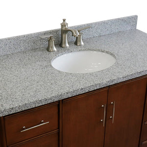 Bellaterra 49" Single Sink Vanity in Walnut Finish with Counter Top and Sink 400901-49S-WA, Gray Granite / Oval, Top Sink
