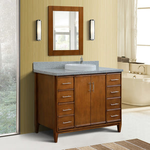 Bellaterra 49" Single Sink Vanity in Walnut Finish with Counter Top and Sink 400901-49S-WA, Gray Granite / Round, Front