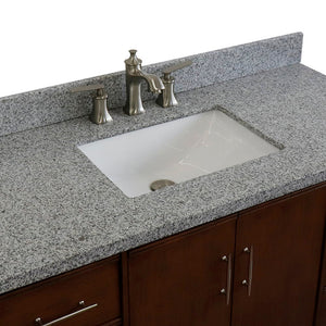 Bellaterra 49" Single Sink Vanity in Walnut Finish with Counter Top and Sink 400901-49S-WA, Gray Granite / Rectangle, Top Sink