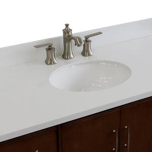 Bellaterra 49" Single Sink Vanity in Walnut Finish with Counter Top and Sink 400901-49S-WA, White Quartz / Oval, Top view of sink