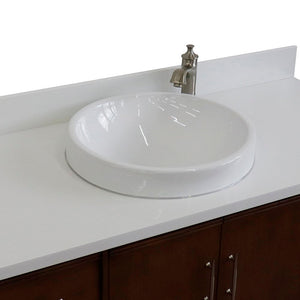 Bellaterra 49" Single Sink Vanity in Walnut Finish with Counter Top and Sink 400901-49S-WA, White Quartz / Round, Top view of sink