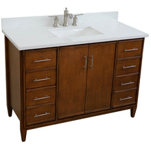 Load image into Gallery viewer, Bellaterra 49&quot; Single Sink Vanity in Walnut Finish with Counter Top and Sink 400901-49S-WA, White Quartz / Rectangle, Sideview