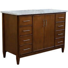 Load image into Gallery viewer, Bellaterra 49&quot; Single Sink Vanity in Walnut Finish with Counter Top and Sink 400901-49S-WA, White Carrara Marblee / Oval, Sideview