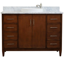 Load image into Gallery viewer, Bellaterra 49&quot; Single Sink Vanity in Walnut Finish with Counter Top and Sink 400901-49S-WA, White Carrara Marble / Round, Front