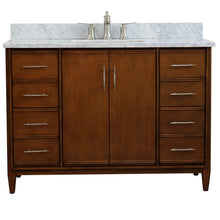 Load image into Gallery viewer, Bellaterra 49&quot; Single Sink Vanity in Walnut Finish with Counter Top and Sink 400901-49S-WA, White Carrara Marble / Rectangle, Front