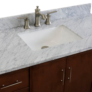 Bellaterra 49" Single Sink Vanity in Walnut Finish with Counter Top and Sink 400901-49S-WA, White Carrara Marble / Rectangle, Basin