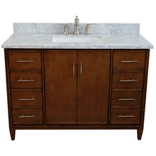 Load image into Gallery viewer, Bellaterra 49&quot; Single Sink Vanity in Walnut Finish with Counter Top and Sink 400901-49S-WA, White Carrara Marble / Rectangle, Front Top