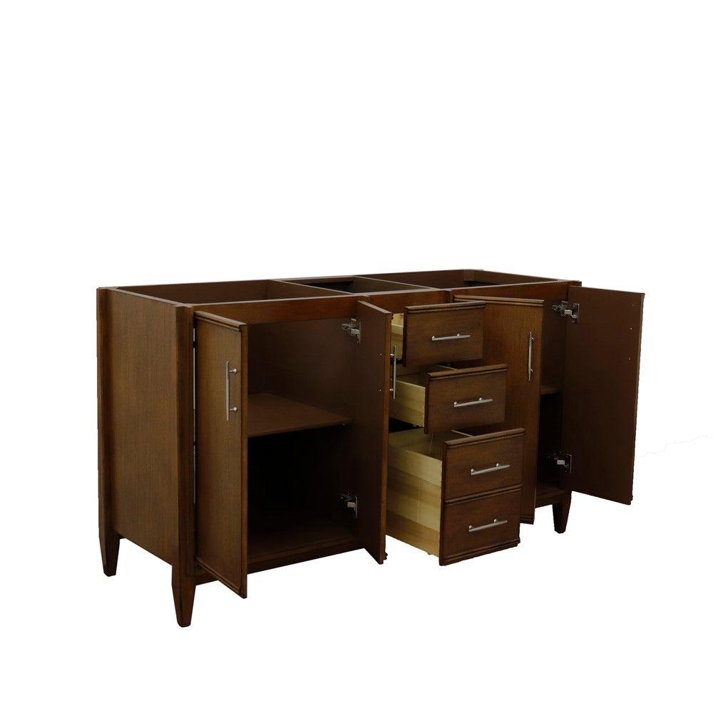  Bellaterra 60" Double Vanity in Walnut Finish - Cabinet Only 400901-60D-WA, Sideview