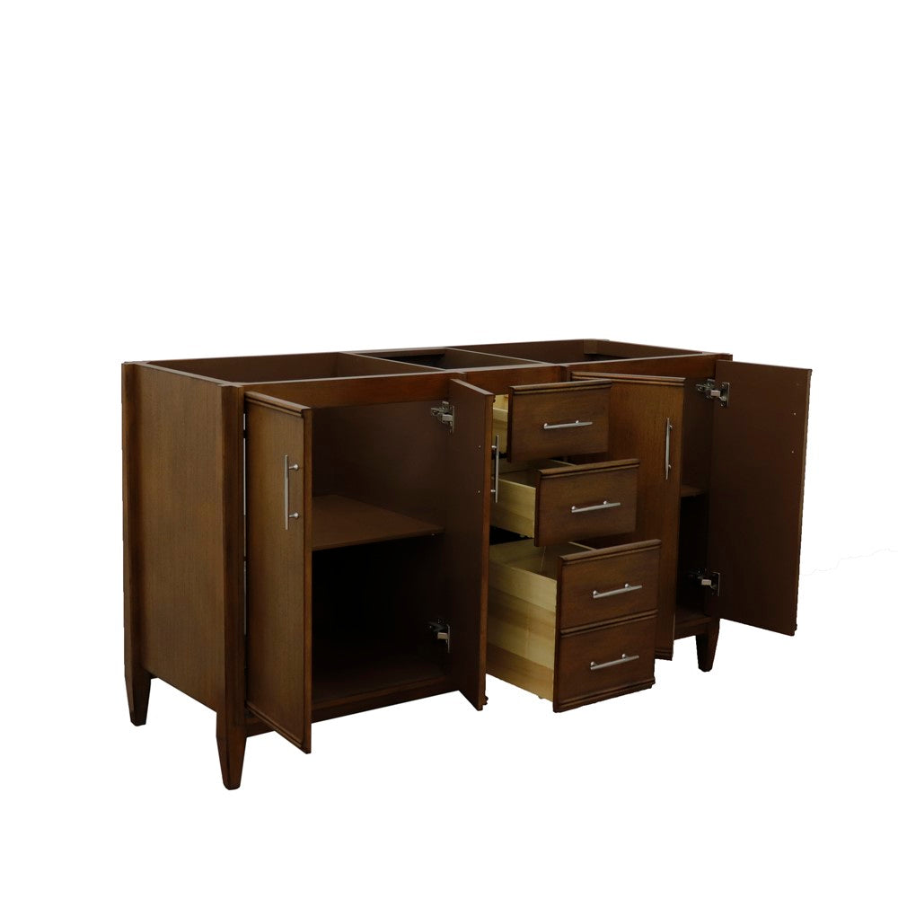  Bellaterra 60" Double Vanity in Walnut Finish - Cabinet Only 400901-60D-WA, Open