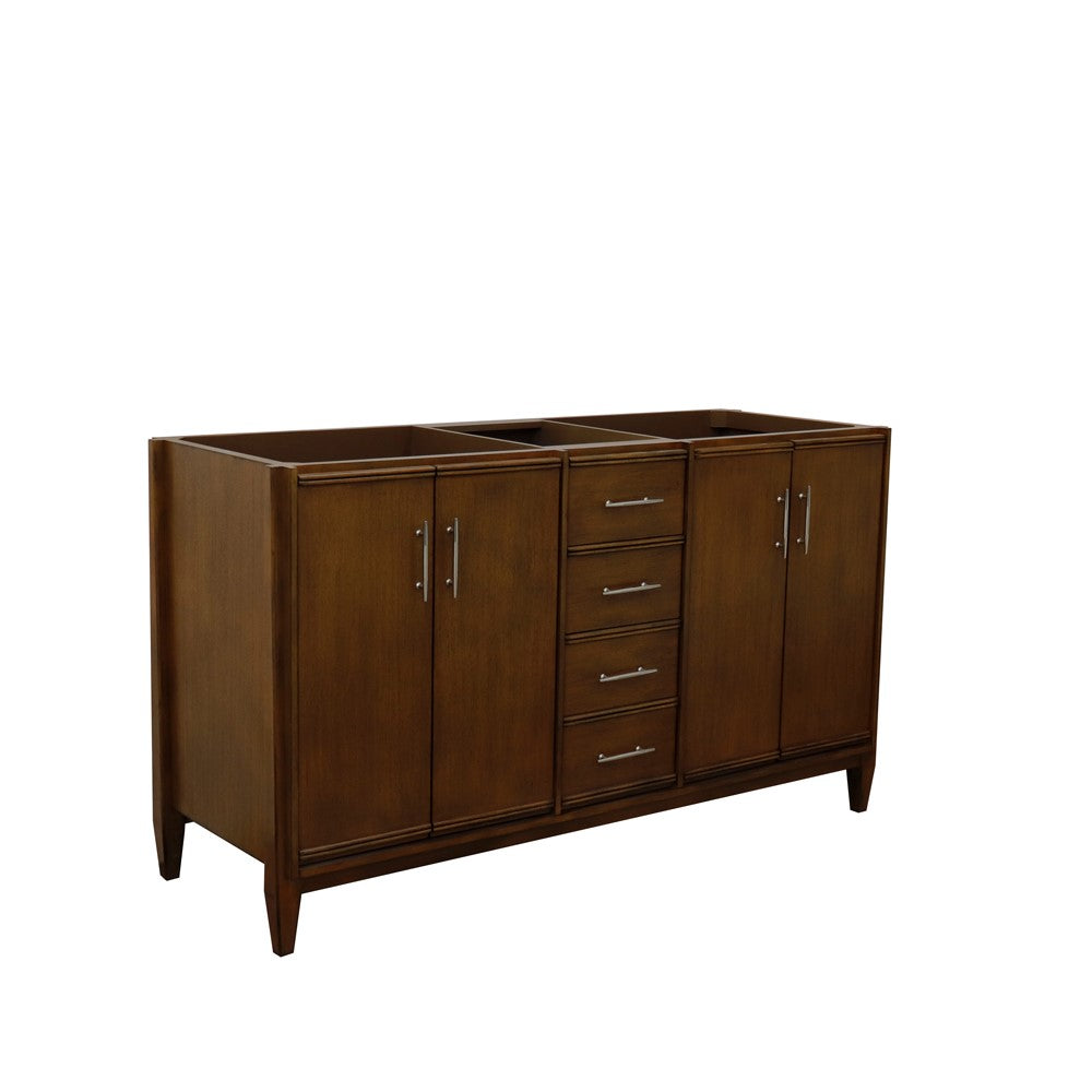  Bellaterra 60" Double Vanity in Walnut Finish - Cabinet Only 400901-60D-WA, Sideview