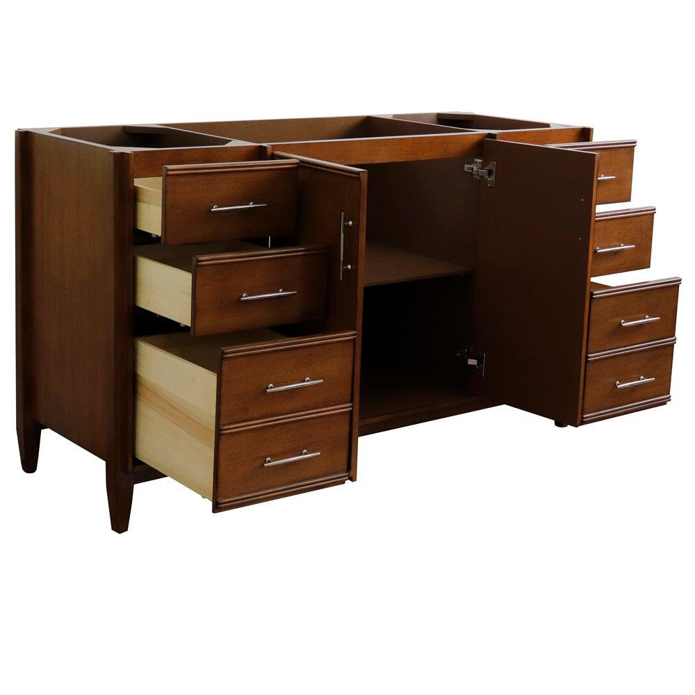 Bellaterra 60" Single Sink Vanity in Walnut Finish - Cabinet Only 400901-60S-WA, Front