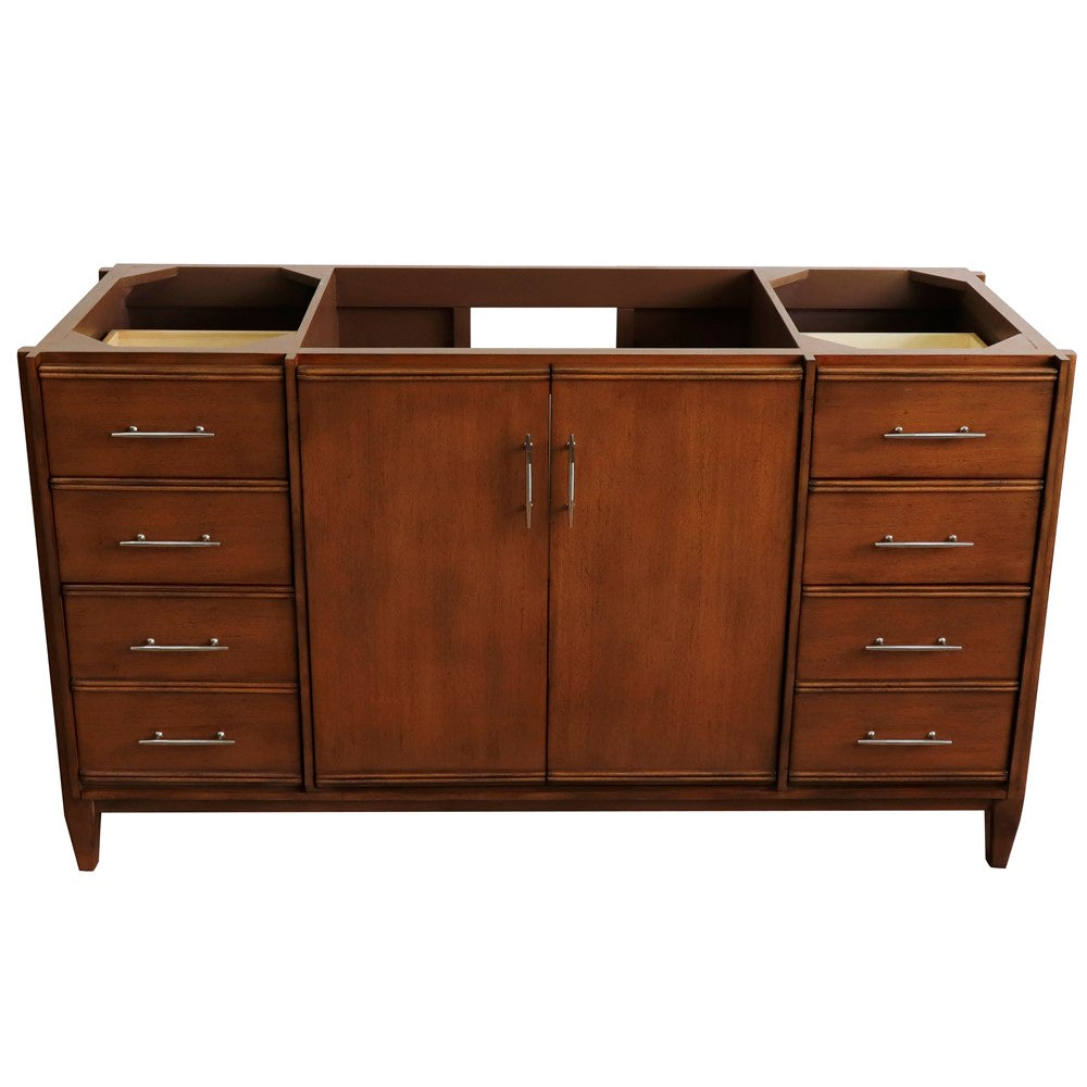 Bellaterra 60" Single Sink Vanity in Walnut Finish - Cabinet Only 400901-60S-WA, Front