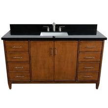 Load image into Gallery viewer, Bellaterra 61&quot; Single Sink Vanity in Walnut Finish with Counter Top and Sink 400901-61S-WA, Black Galaxy Granite / Rectangle, Front