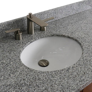 Bellaterra 61" Single Sink Vanity in Walnut Finish with Counter Top and Sink 400901-61S-WA, Gray Granite / Oval, Sink