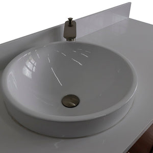 Bellaterra 61" Single Sink Vanity in Walnut Finish with Counter Top and Sink 400901-61S-WA, White Quartz / Round, Sink