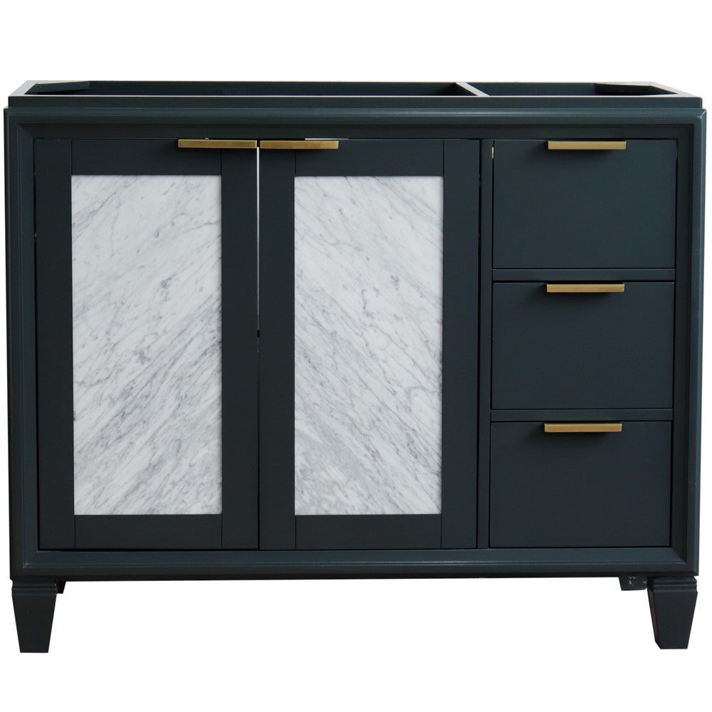 Bellaterra 42" Single Sink Vanity - Cabinet Only 400990-42L, Dark Gray / Left Door, Open