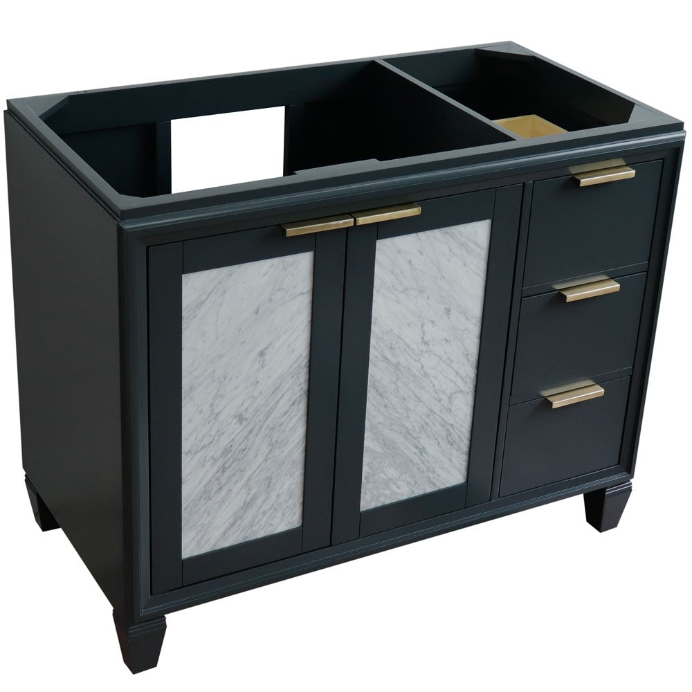 Bellaterra 42" Single Sink Vanity - Cabinet Only 400990-42L, Dark Gray / Left Door, Front