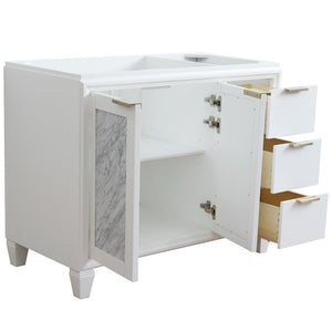 Bellaterra 42" Single Sink Vanity - Cabinet Only 400990-42L, White / Left Door, Open