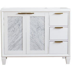 Bellaterra 42" Single Sink Vanity - Cabinet Only 400990-42L, White / Left Door, Front