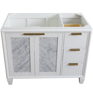 Bellaterra 42" Single Sink Vanity - Cabinet Only 400990-42L, White / Left Door, Top View