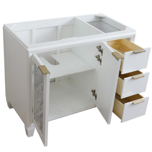 Bellaterra 42" Single Sink Vanity - Cabinet Only 400990-42L, White / Left Door, Open