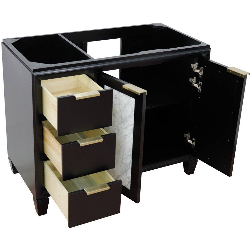 Bellaterra 42" Single Sink Vanity - Cabinet Only 400990-42L, Black / Right Door, Open