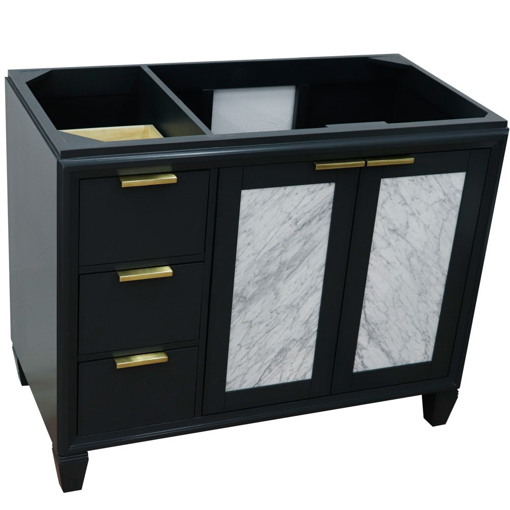 Bellaterra 42" Single Sink Vanity - Cabinet Only 400990-42L, Black / Right Door, Top Front