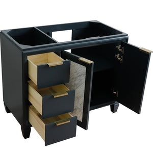 Bellaterra 42" Single Sink Vanity - Cabinet Only 400990-42L, Black / Right Door, Open