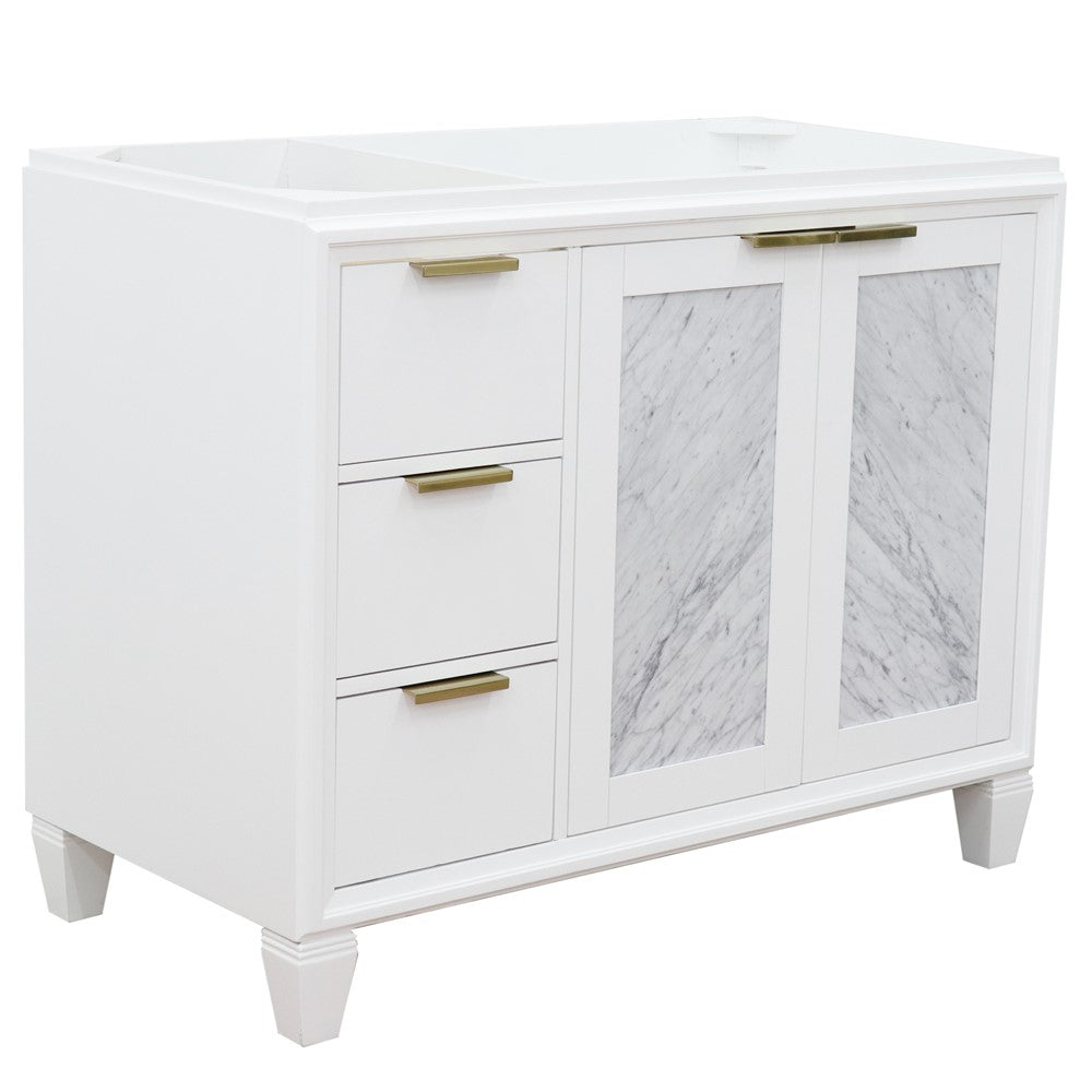 Bellaterra 42" Single Sink Vanity - Cabinet Only 400990-42L, White / Right Door, Front