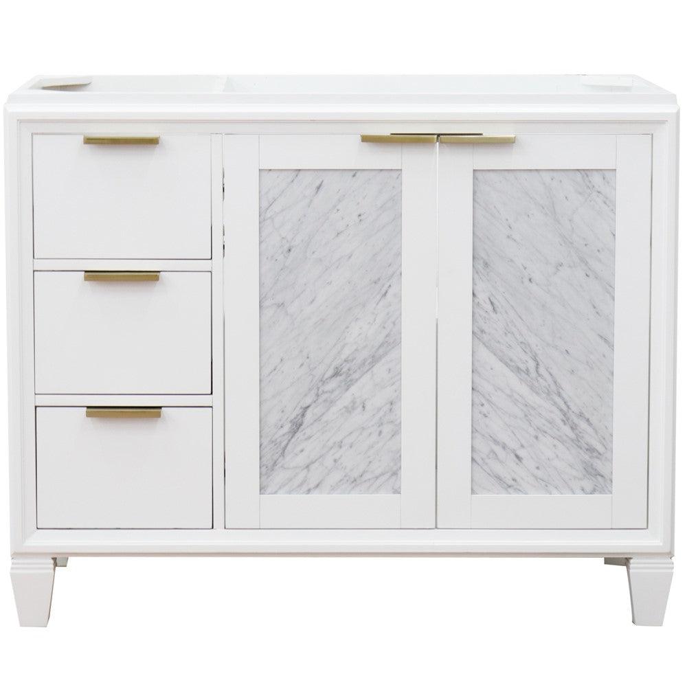 Bellaterra 42" Single Sink Vanity - Cabinet Only 400990-42L, White / Right Door, Front