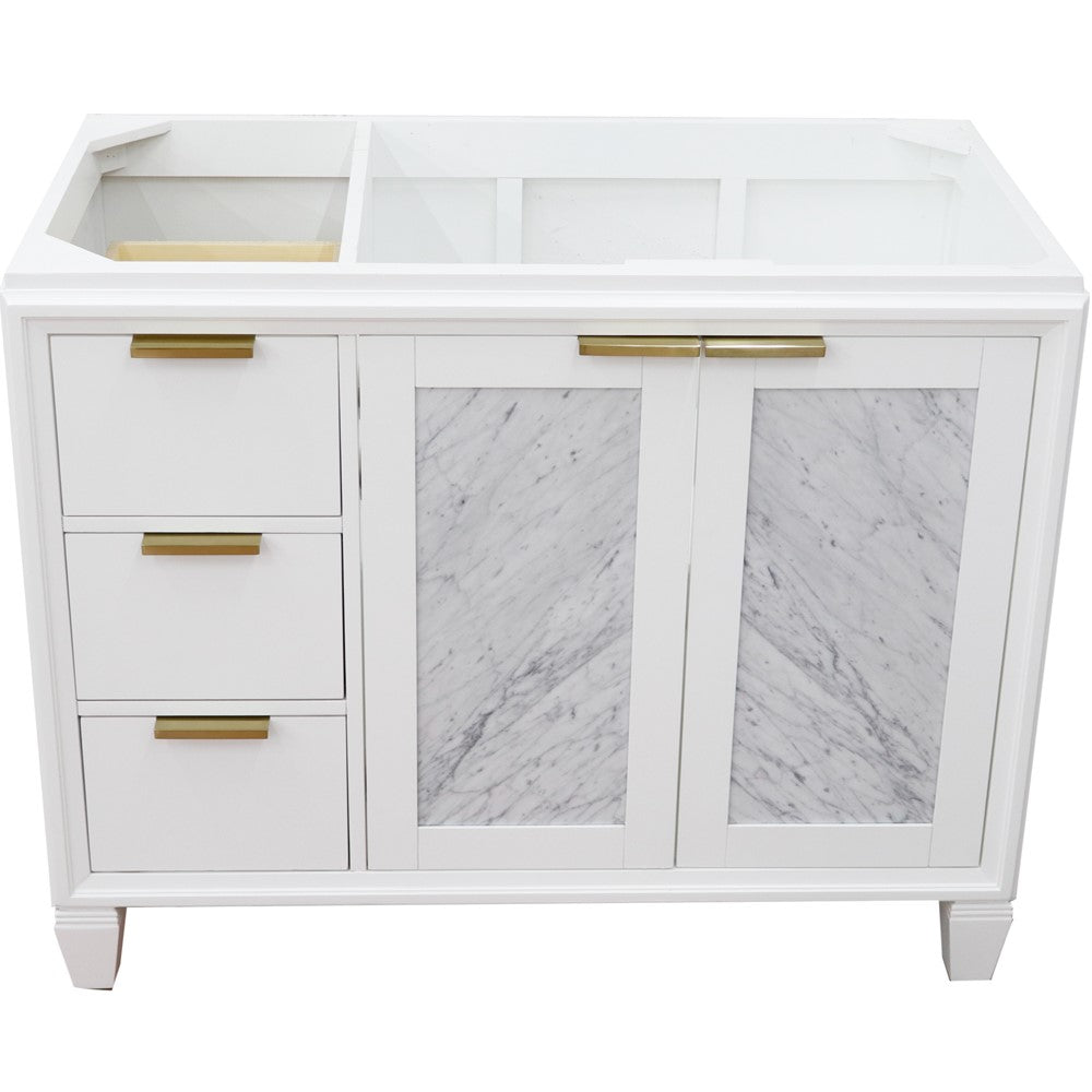 Bellaterra 42" Single Sink Vanity - Cabinet Only 400990-42L, White / Right Door, Front