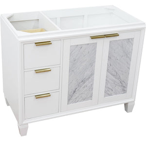 Bellaterra 42" Single Sink Vanity - Cabinet Only 400990-42L, White / Right Door, Front