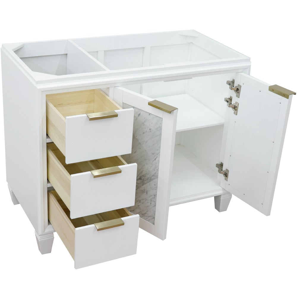 Bellaterra 42" Single Sink Vanity - Cabinet Only 400990-42L, White / Right Door, Open