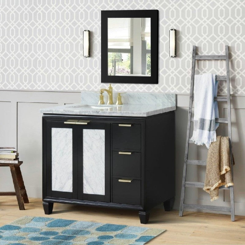 Bellaterra 43" Single Vanity w/ Counter Top and Sink Dark Gray Finish - Right Door/Right Sink 400990-43R-DG