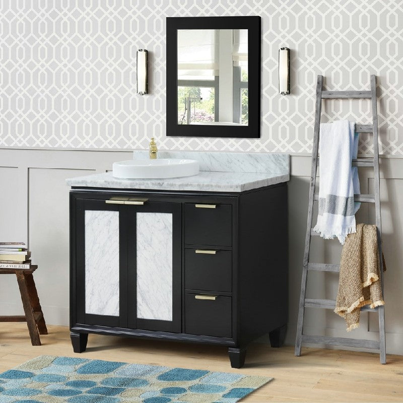 Bellaterra 43" Single Vanity w/ Counter Top and Sink Dark Gray Finish - Right Door/Right Sink 400990-43R-DG