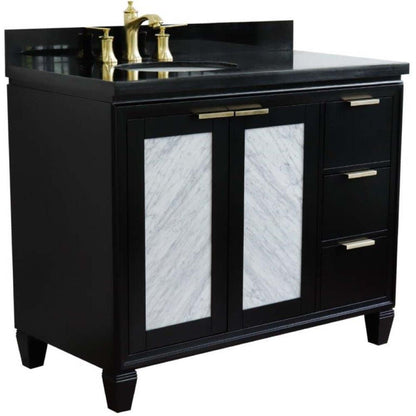 Bellaterra Shlomo - to Split Black 43" Single Vanity w/ Counter Top and Left Sink-Left Door 400990-43L-BL-BGOL