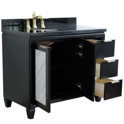 Bellaterra Shlomo - to Split Black 43" Single Vanity w/ Counter Top and Left Sink-Left Door 400990-43L-BL-BGOL