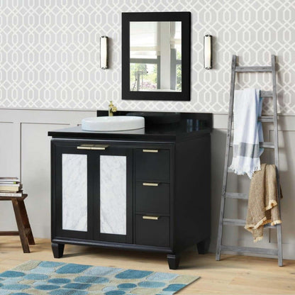 Bellaterra Shlomo - to Split Black 43" Single Vanity w/ Counter Top and Left Sink-Left Door 400990-43L-BL-BGRDL