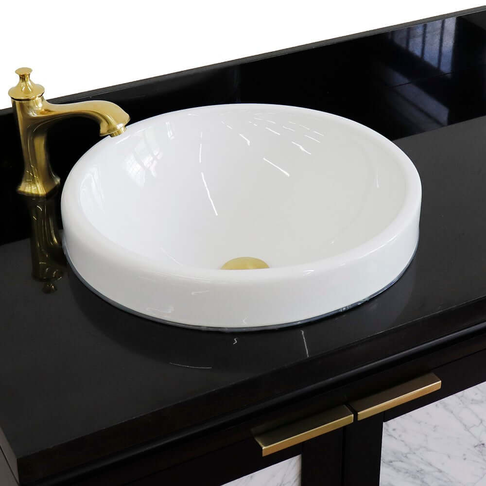 Bellaterra Shlomo - to Split Black 43" Single Vanity w/ Counter Top and Left Sink-Left Door 400990-43L-BL-BGRDL