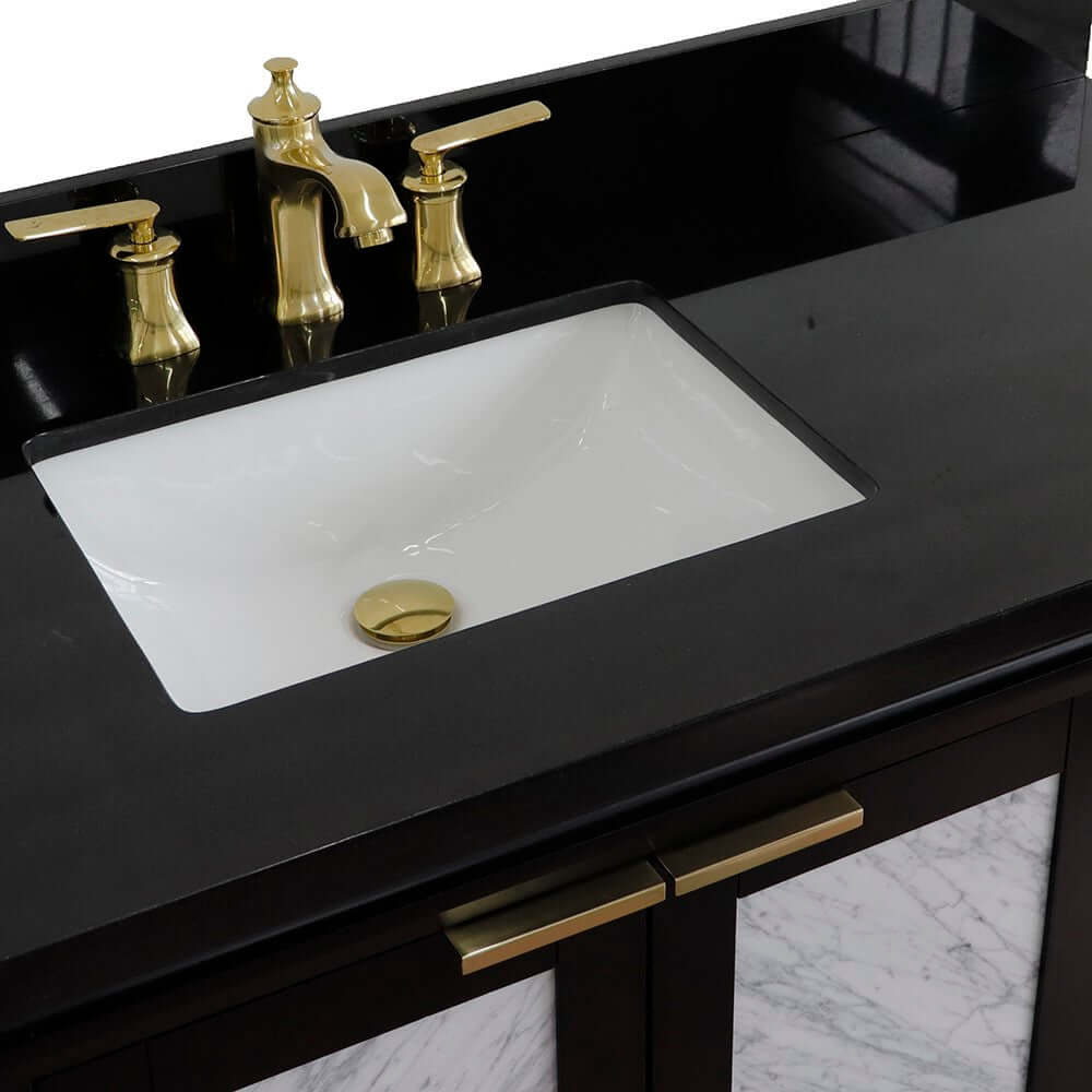 Bellaterra Shlomo - to Split Black 43" Single Vanity w/ Counter Top and Left Sink-Left Door 400990-43L-BL-BGRL