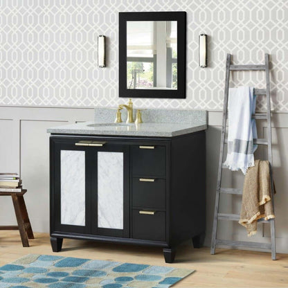 Bellaterra Shlomo - to Split Black 43" Single Vanity w/ Counter Top and Left Sink-Left Door 400990-43L-BL-GYOL