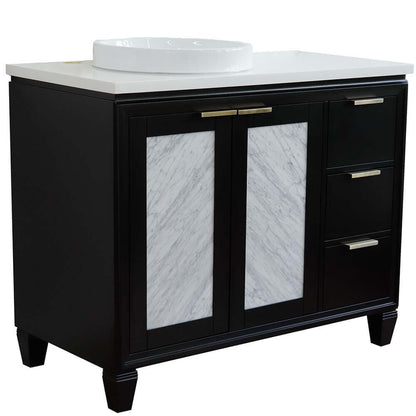 Bellaterra Shlomo - to Split Black 43" Single Vanity w/ Counter Top and Left Sink-Left Door 400990-43L-BL-WERDL