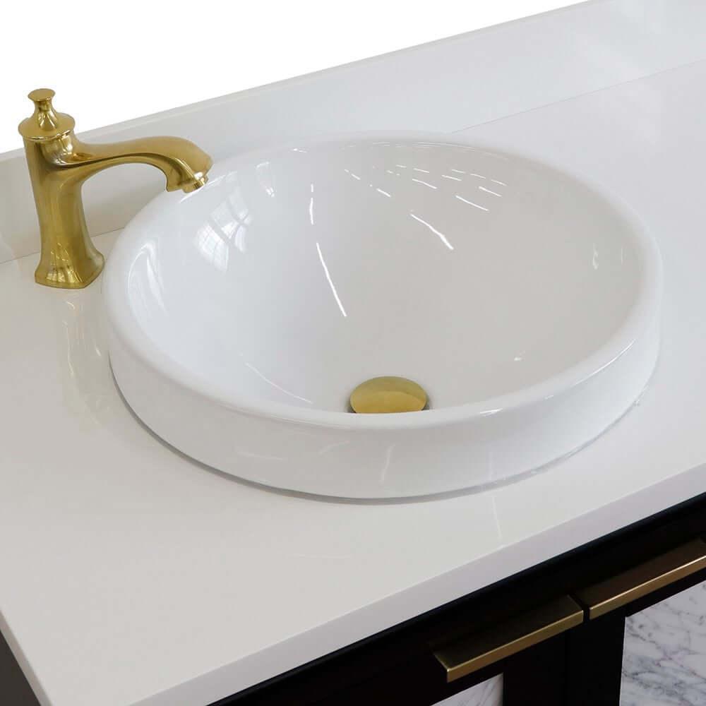 Bellaterra Shlomo - to Split Black 43" Single Vanity w/ Counter Top and Left Sink-Left Door 400990-43L-BL-WERDL